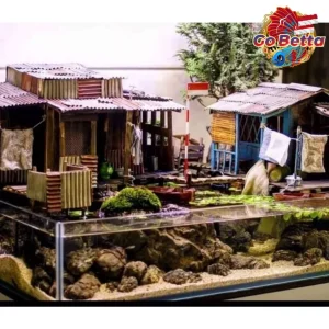 Miniature Diorama Riverside House for Shallow Tank Aquarium Unique Aquascape Decoration Perfect Home Fish Tank Display
