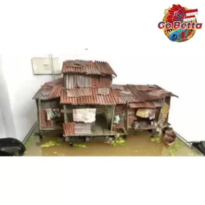 Miniature Diorama Riverside House for Shallow Tank Aquarium Unique Aquascape Decoration Perfect Home Fish Tank Display