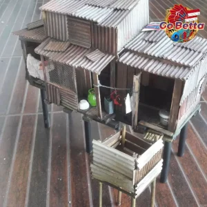 Miniature Diorama Riverside House for Shallow Tank Aquarium Unique Aquascape Decoration Perfect Home Fish Tank Display