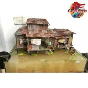 Miniature Diorama Riverside House for Shallow Tank Aquarium Unique Aquascape Decoration Perfect Home Fish Tank Display