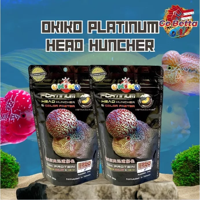 Okiko Platinum Head Huncher – Enhance Flowerhorn Head Growth & Vibrant Colors | High-Protein Floating Pellets 100g 🐟✨