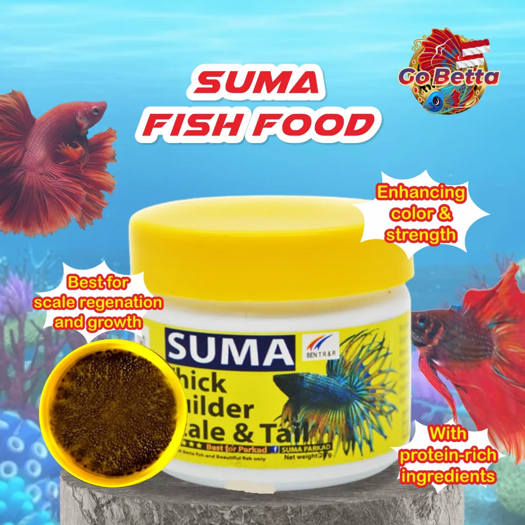 🇸🇬 SUMA Fish Food Pellet Thick Builder Scale and Tail 20g | Fish Pellet for Scale & Tail Enhancer Betta Fish Suma Thai
