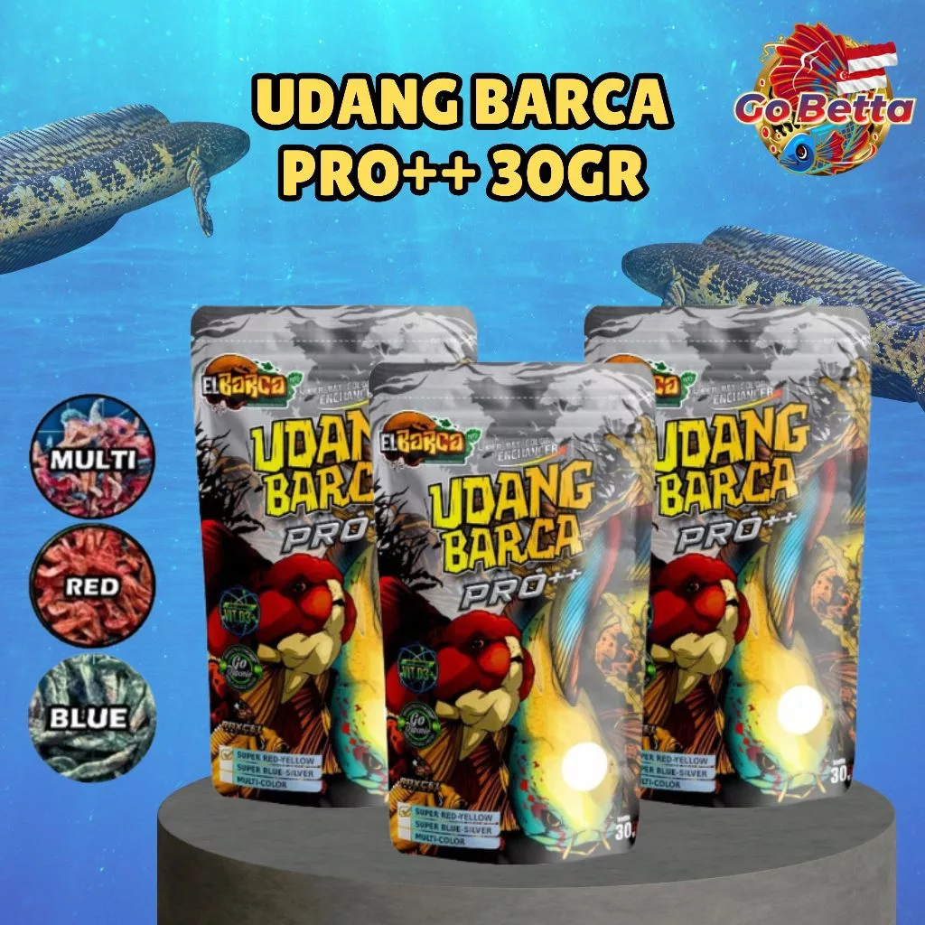 🇸🇬 BARCA PRO++ SHRIMP UDANG BARCA PRO++ Udang RED BLUE BOOSTER Pakan Pelet Optimalkan Warna Ikan 10-20cm Channa Predator