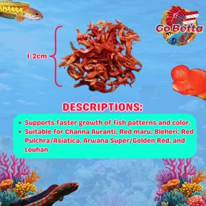 High Protein Dried Shrimp Pro++ Red Yellow Booster for Baby Fish 5-20CM | El Barca Growth Feed for Betta, Guppy, Goldfis