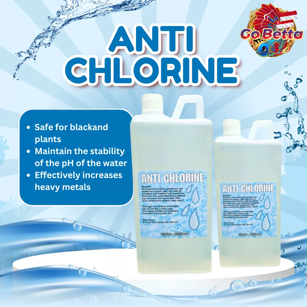 Anti Chlorine 1 Liter – Chlorine Remover for Aquarium & Pond Water, Neutralizes Chlorine & Toxins, Safe for Fish & Plant