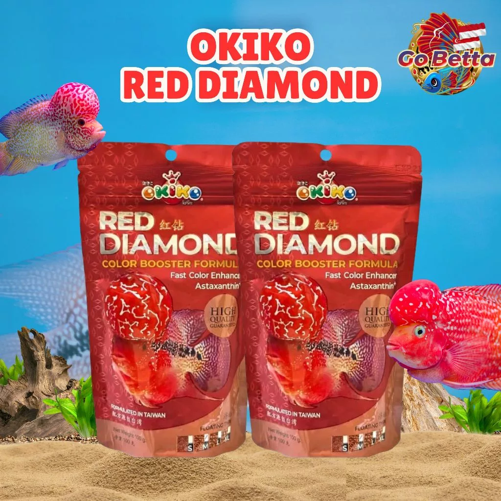 🇸🇬 Okiko Red Diamond Color Booster – Enhance Vibrant Colors for Bettas & Ornamental Fish | Natural Growth Formula 100g 🐟