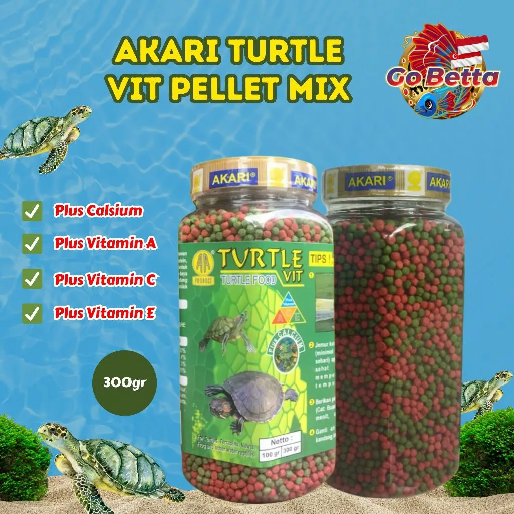 🇸🇬 PREMIUM AKARI FLOATING TURTLE PELLET RED-EARED SLIDER TURTLES RED-EARED TERRAPIN TURTOISE PELLETS 300G PELLETS 2 MM