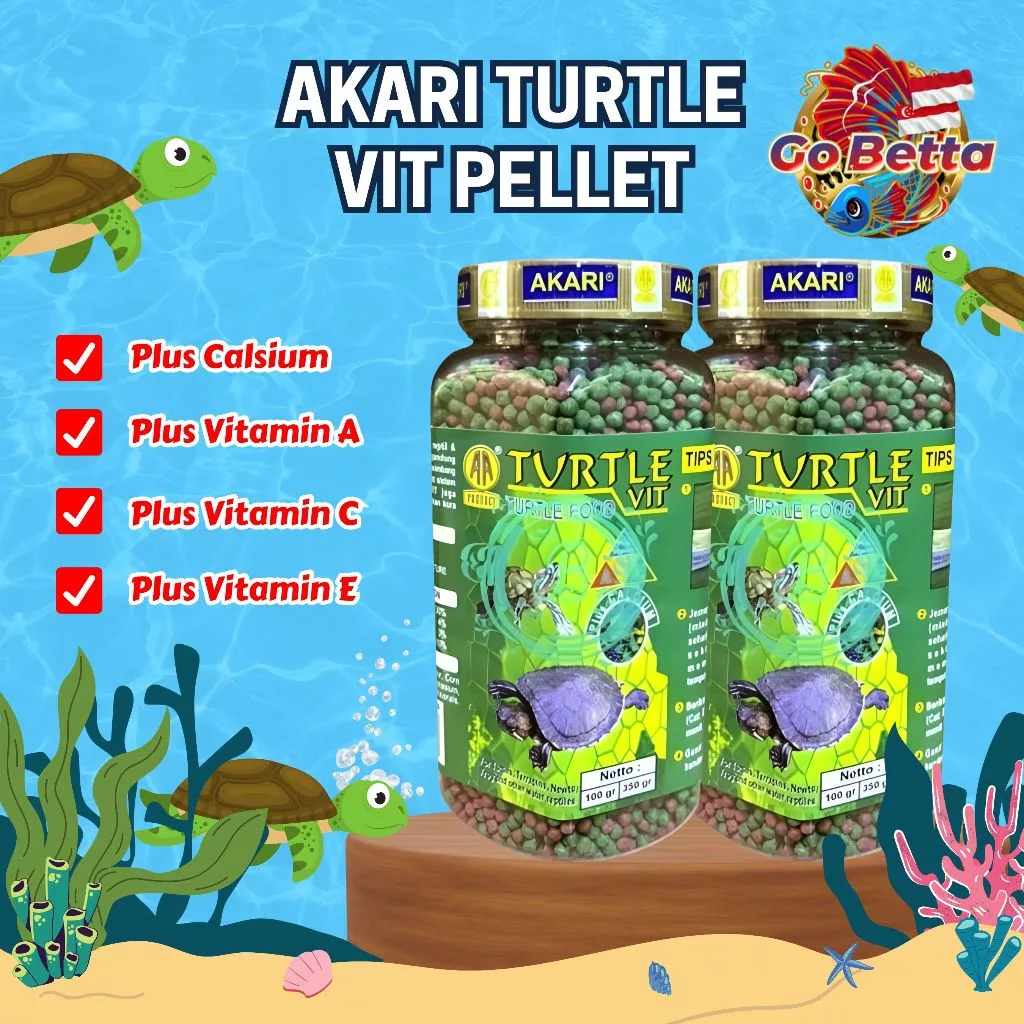 [SG Seller] AKARI FLOATING TURTLE PELLET TURTLE FOOD HIGH GROWTH/ MIX / GREEN TURTLE VIT 100G/300G PELLETS 2 MM