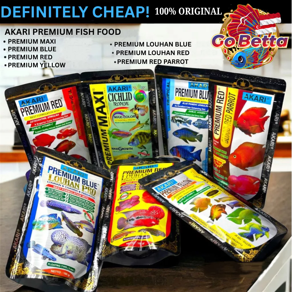 🇸🇬 Premium Akari Maxi Blue Yellow Red Parrot Louhan Goldfish Pro Cichlid Pellet 100g – Color Enhancing Fish Food