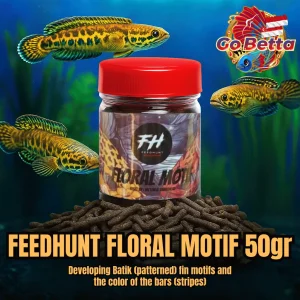 🇸🇬 Fish Food Crab Protein Feedhunt Floral Motif Pellet for Channa Maru Natural Nutrition Color Boost Growth Support