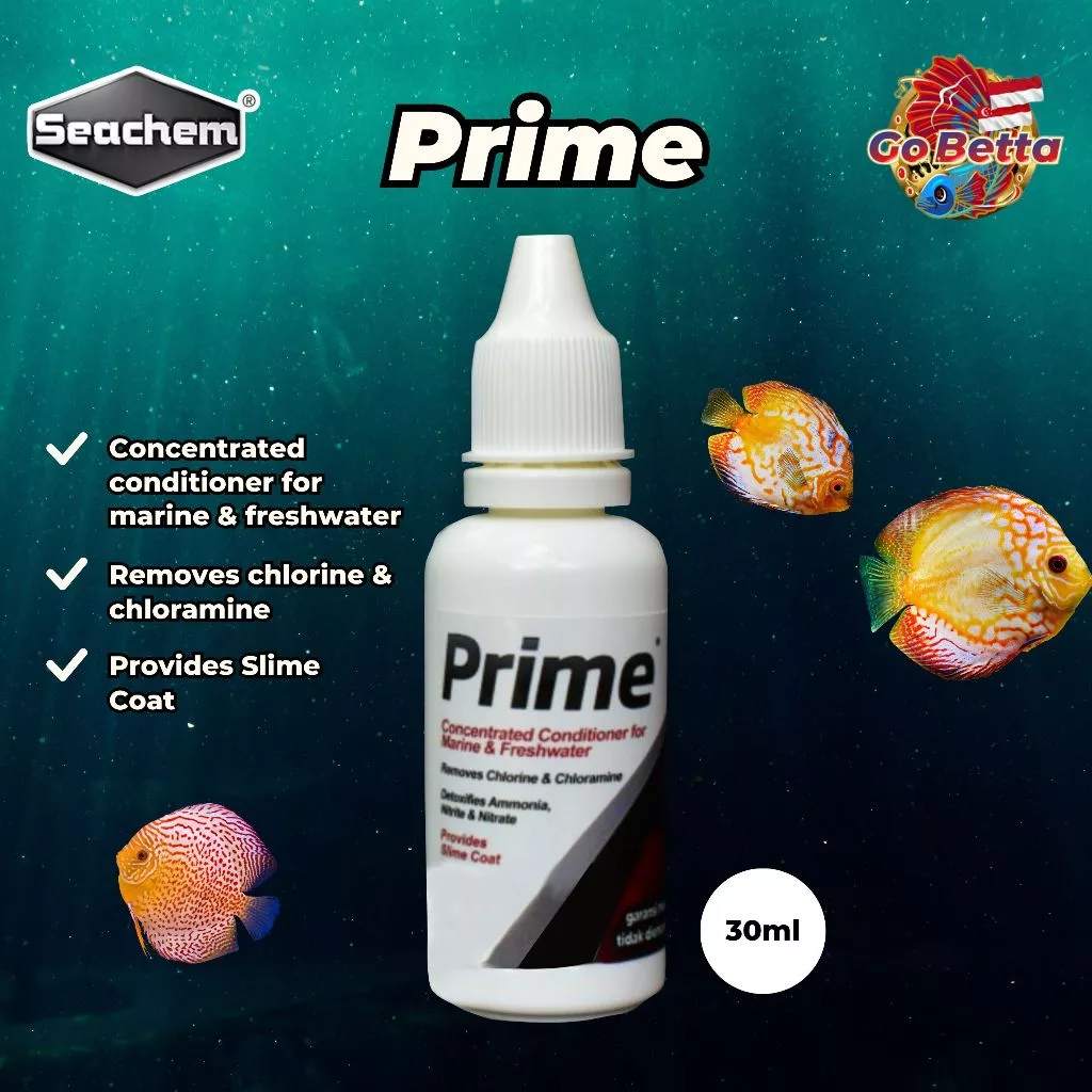 🇸🇬 SEACHEM PRIME 30 ML ANTI CHLORINE (RE-PACKAGED) CONCENTRATED CONDITIONER FOR FRESH WATER AND MARINE DECHLORINATOR