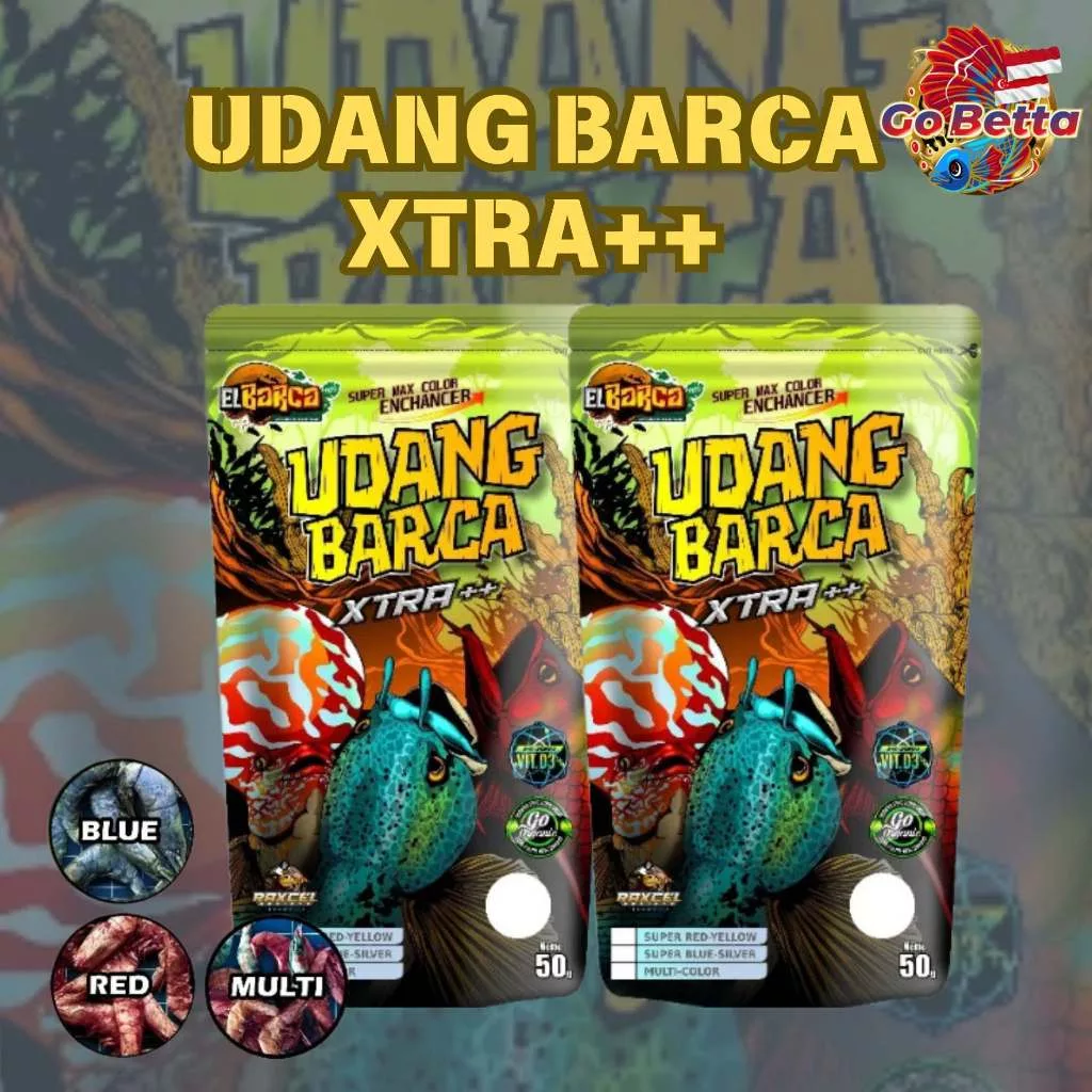 🇸🇬 Channa Fish Food UDANG BARCA XTRA++ Shrimp | Red Blue Booster | Enhance Color & Growth for Channa Predator Fish