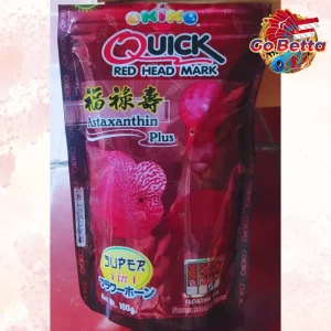 OKIKO QUICK RED Premium Head Growth Formula for Louhan Fish Enhance Red Marking & Vibrancy High-Protein Feed 100g  S M L