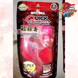 OKIKO QUICK RED Premium Head Growth Formula for Louhan Fish Enhance Red Marking & Vibrancy High-Protein Feed 100g  S M L