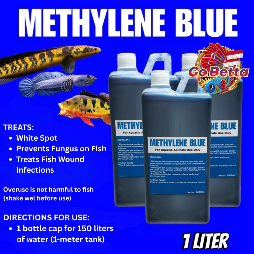 🇸🇬 Methylene Blue 1L Blitz | Premium Fish Fungus Treatment & Disinfectant | Safe for Predator & Aquarium Fish Care