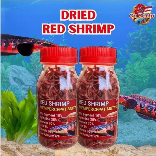 High-Quality Dried Shrimp Red 20g | Natural Aquarium Fish Food | Best Nutrition for Channa Sentarum Barito Arowana Oscar