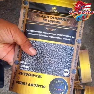 Black Diamond Fish Pellet Packaging 100g – High Quality Resealable Pack for Arowana, Betta, Guppy, Tropical Fish Feed