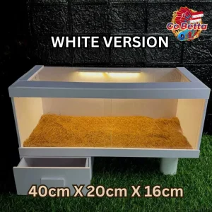 Reptile Terrarium 40x20x23 with Drawer | Full Set incl LED Light | PVC Board & Acrylic Enclosure for Gecko Snake Lizard