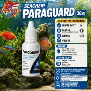 Seachem ParaGuard 30ml Fish Parasite Treatment White Spot Fin Rot Fungus Remedy Safe Aquarium Quarantine Care