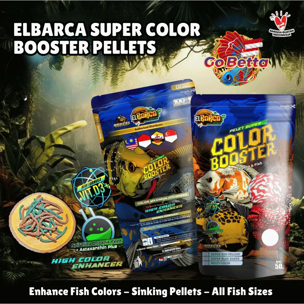 Super Color Booster Pellets | Enhance Red, Blue & White Fish Coloration | High Protein & Carotenoid Feed for Channa