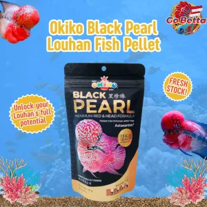 🇸🇬 Okiko Black Pearl Louhan Fish Pellet 100g | Max Red & Head Growth Formula | Enhance Kok Size & Color Brightness Fast