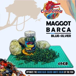 MAGGOT BARCA SUPER BLUE Fish Feed – Enhance Blue, White & Silver Color for Channa, Predator Fish | Premium Dry Maggot