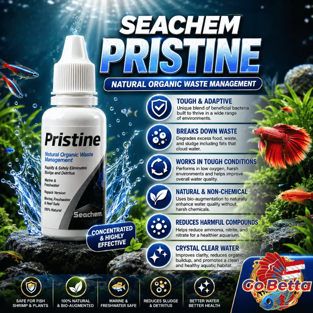 Seachem Pristine 30ml Aquarium Water Clarifier Beneficial Bacteria Waste Remover Bio Cleaner Fresh Marine Care