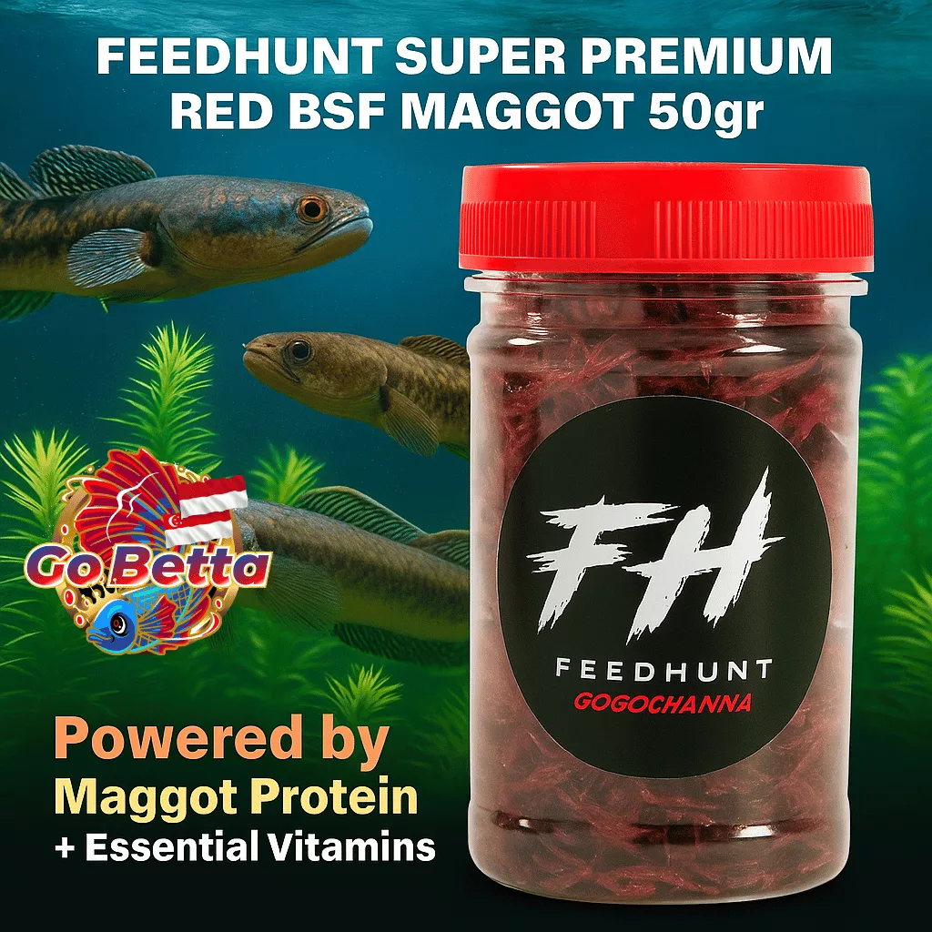 🇸🇬 Fish Food Insect Protein FeedHunt Super Premium Red BSF Maggot 50g Color Boost Growth Support for Channa