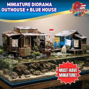 🇸🇬 Aquarium Diorama House & Toilet Set for Shallow Tank Aquascape Decor 40x60cm Natural Artistic Layout