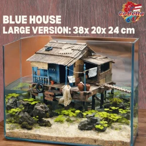 🇸🇬 Aquarium Diorama House & Toilet Set for Shallow Tank Aquascape Decor 40x60cm Natural Artistic Layout