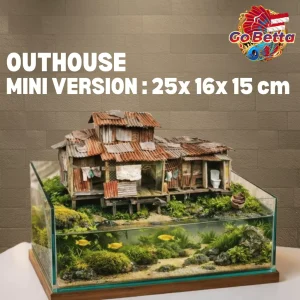 🇸🇬 Aquarium Diorama House & Toilet Set for Shallow Tank Aquascape Decor 40x60cm Natural Artistic Layout