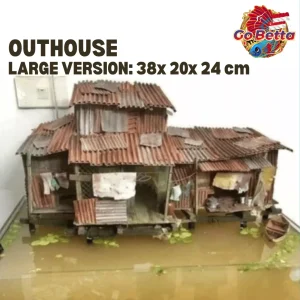 🇸🇬 Aquarium Diorama House & Toilet Set for Shallow Tank Aquascape Decor 40x60cm Natural Artistic Layout