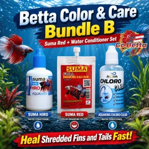 Betta Fish Care Bundle Suma Food Water Conditioner Color Booster Fin Growth Aquarium Premium Set Original