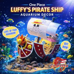 Aquarium Decoration Anime Pirate Ship | Handmade One Piece Style Luffy Boat Decor for Large Tanks Display