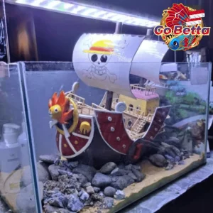Aquarium Decoration Anime Pirate Ship | Handmade One Piece Style Luffy Boat Decor for Large Tanks Display