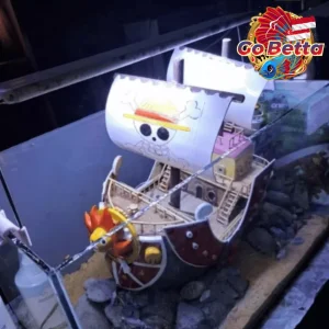 Aquarium Decoration Anime Pirate Ship | Handmade One Piece Style Luffy Boat Decor for Large Tanks Display