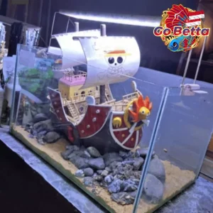 Aquarium Decoration Anime Pirate Ship | Handmade One Piece Style Luffy Boat Decor for Large Tanks Display