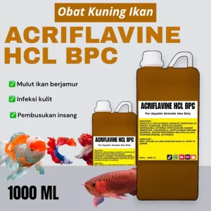 Acriflavine HCL BPC 1 Liter Fish Treatment | Strong Yellow Antiseptic for Aquarium Disease, Fungus & Gill Protection