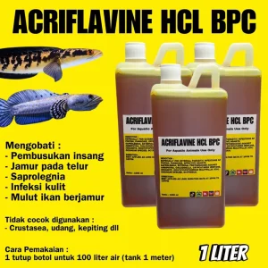 Acriflavine HCL BPC 1 Liter Fish Treatment | Strong Yellow Antiseptic for Aquarium Disease, Fungus & Gill Protection