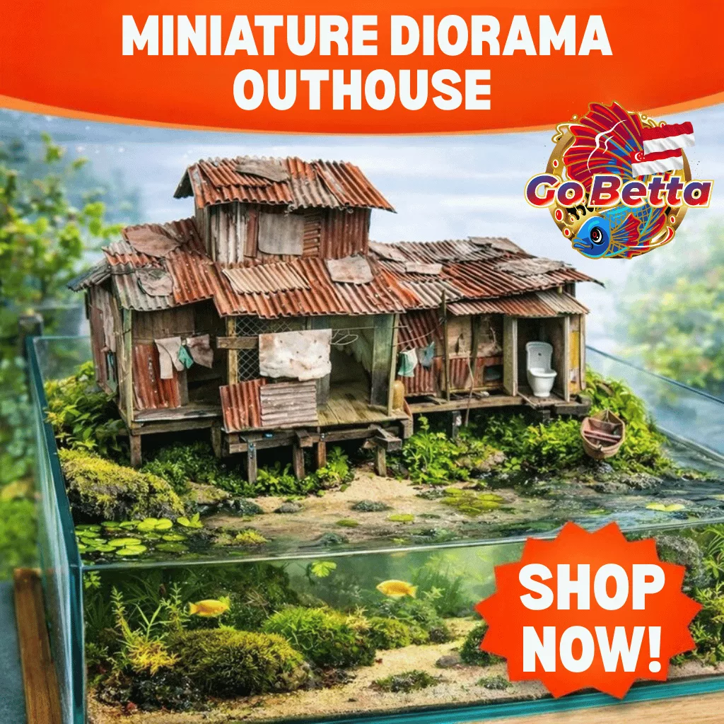 🇸🇬 Aquarium Diorama Miniature House & Riverside Toilet – Natural Aquascape Decor for Shallow Tank Aesthetic