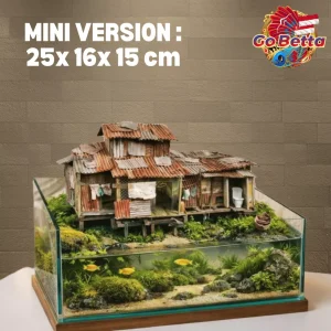 🇸🇬 Aquarium Diorama Miniature House & Riverside Toilet – Natural Aquascape Decor for Shallow Tank Aesthetic