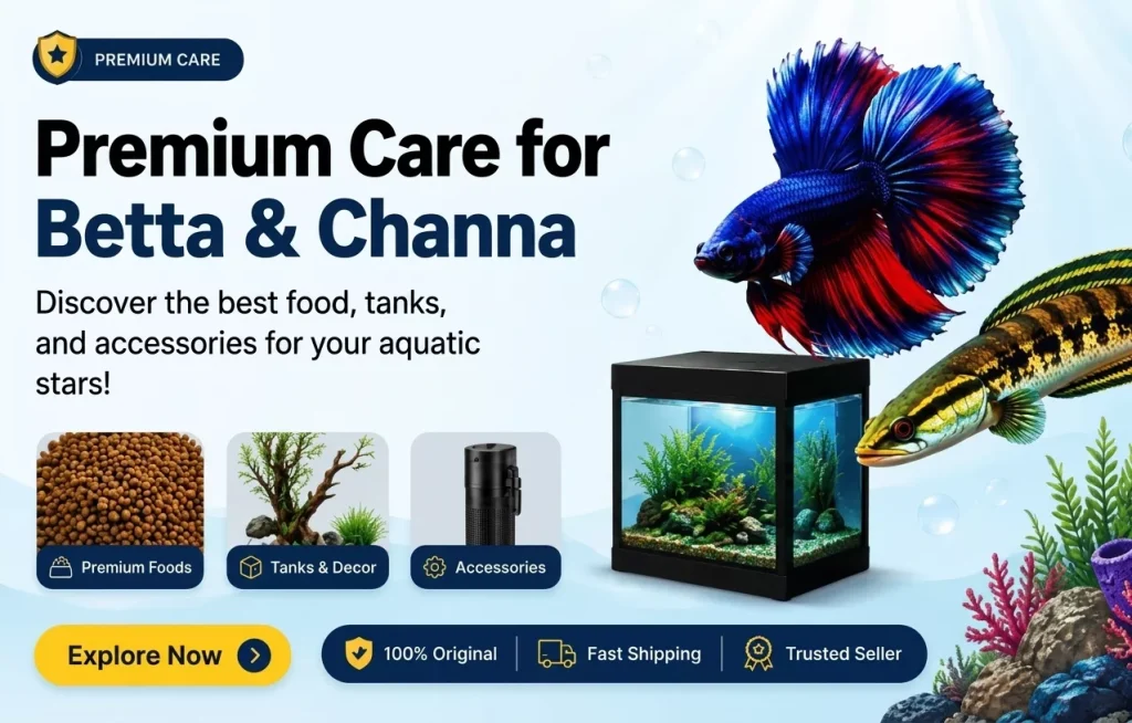 Premium Care for Betta & Channa — Discover the best food, tanks, and accessories for your aquatic stars.