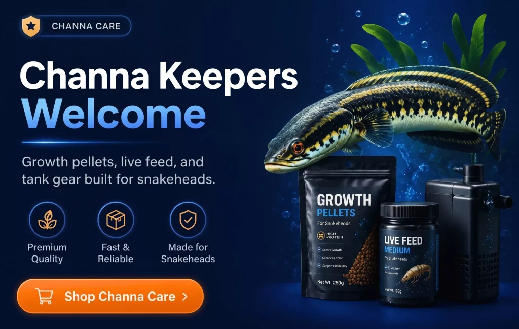 Channa Keepers Welcome — Growth pellets, live feed, and tank gear built for snakeheads.